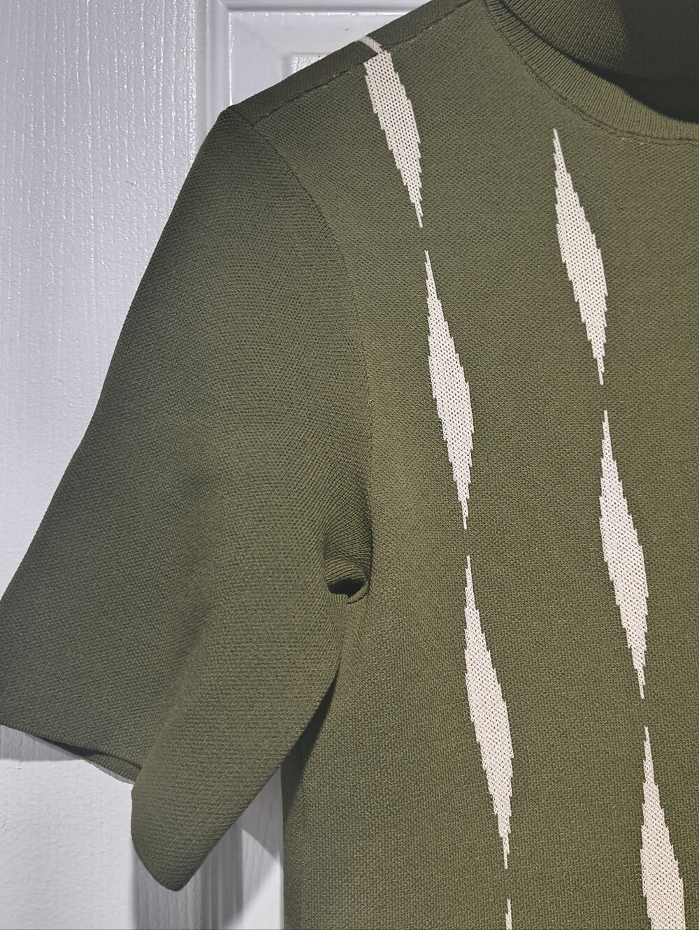 Saunders Collective Green Diamond Jacquard Short Sleeve Sweater Dress - Size M - Picture 7 of 15